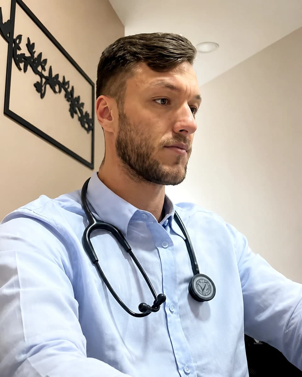 Dr. Pedro Machado em ambiente médico profissional